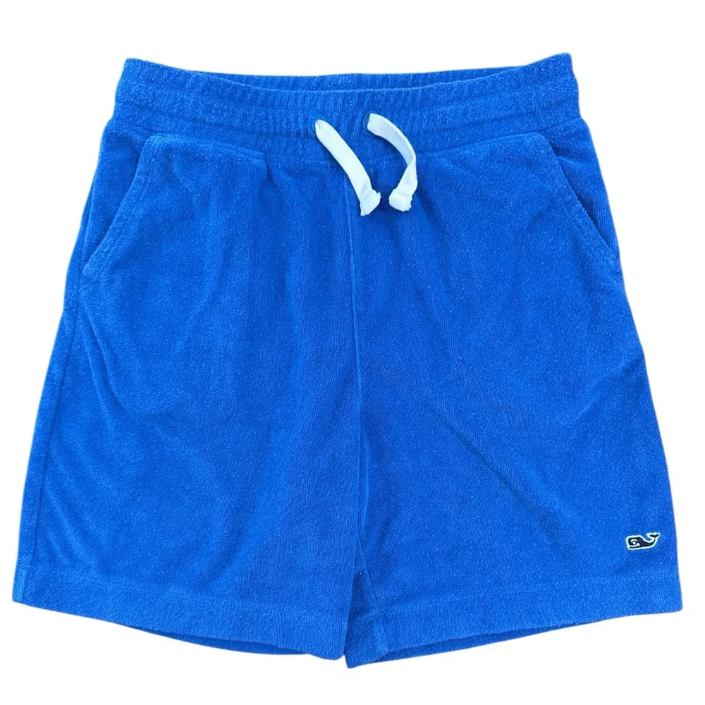 Vineyard Vines Terry Athletic Shorts Blue Youth Boys’ 7 Pockets Drawstring Waist